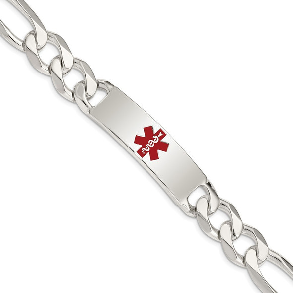 8.5" Sterling Silver Polished Medical Figaro Anchor Link ID Bracelet with Free Engraving