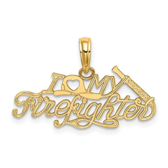 10K Yellow Gold I LOVE MY FIREFIGHTER Charm 10K925