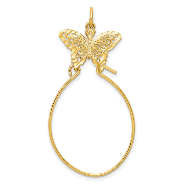 10K Yellow Gold Filigree Butterfly Charm Holder Pendant