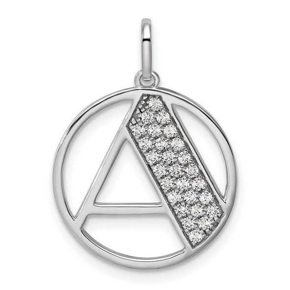 14K White Gold Gatsby Diamond Initial A Charm