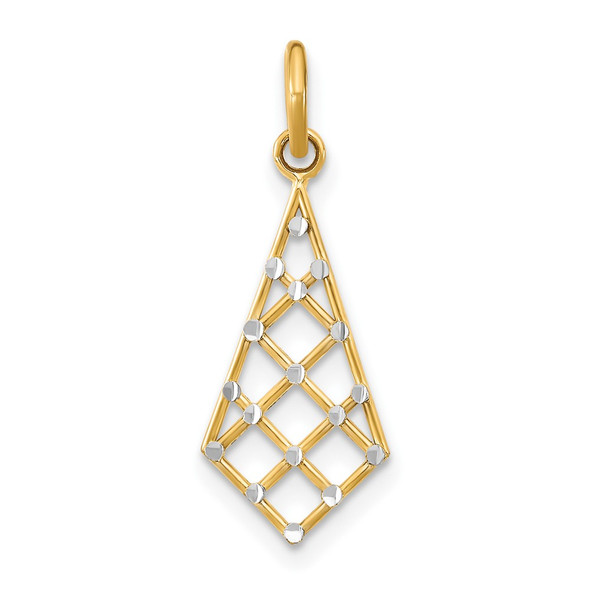 10K Yellow Gold w/Rhodium-plating Diamond-cut Small Criss-Cross Charm