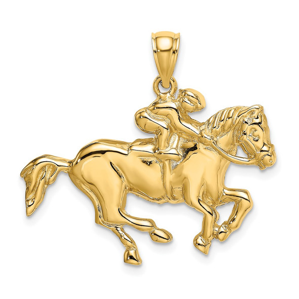 10K Yellow Gold 2-D Jockey on Horse Charm