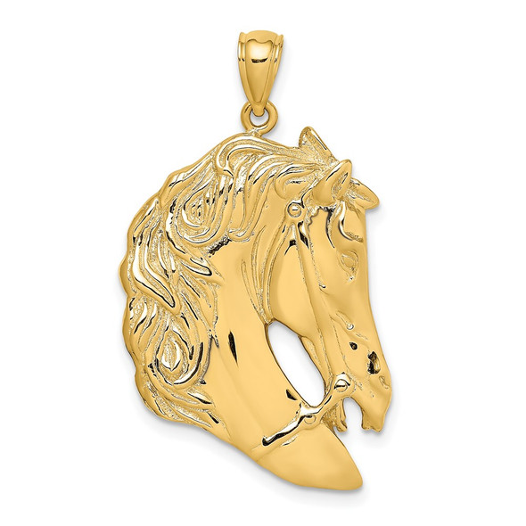 10K Yellow Gold Horse Head w/Long Mane Charm