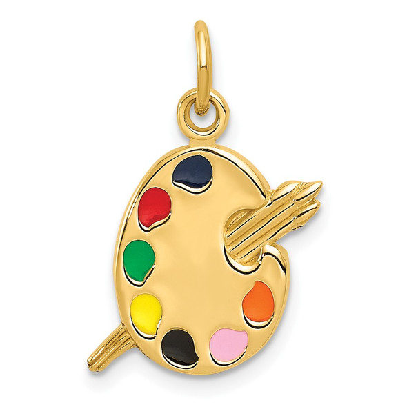 10K Yellow Gold Enameled Artist Palette Charm