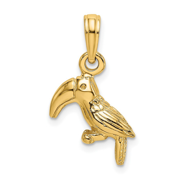 10K Yellow Gold 3-D Textured/Polished Toucan Bird Charm