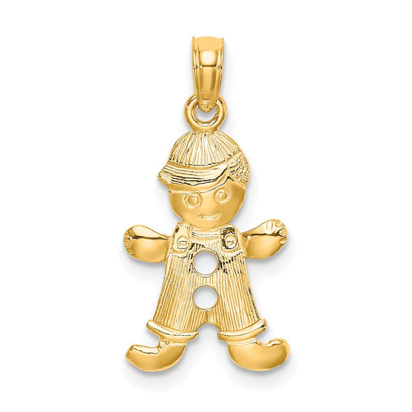 10K Yellow Gold Playful Boy w/Cut Out Buttons Charm
