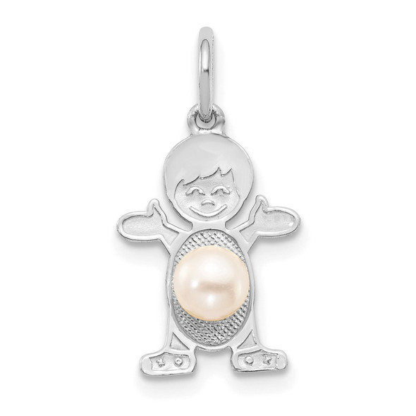 14K White Gold Boy 4mm Freshwater Cultured Pearl-June Charm