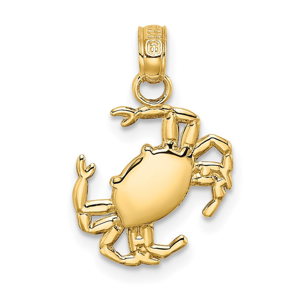 10K Yellow Gold 2-D Polished Crab Charm
