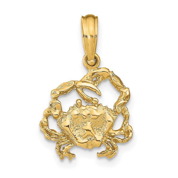 10K Yellow Gold 2-D Textured Crab Charm