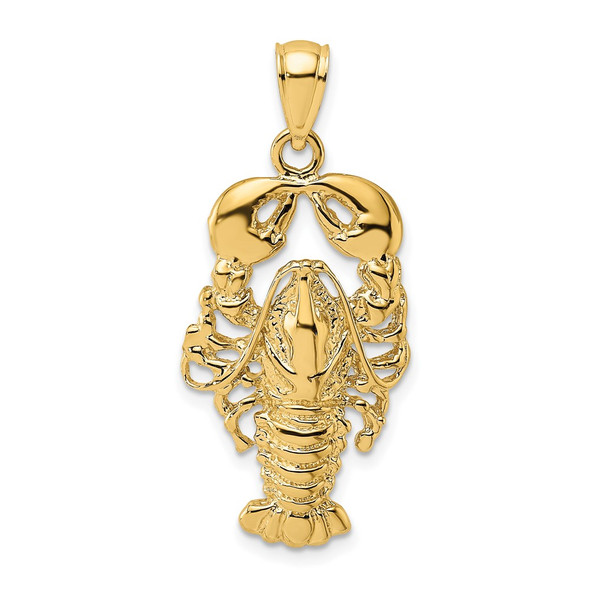 10K Yellow Gold 2-D Textured Maine Lobster Charm