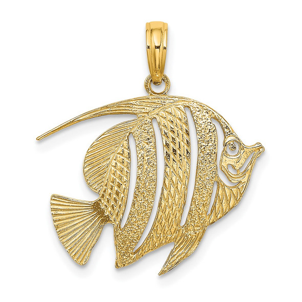 10K Yellow Gold Polished Cut-Out Fish Charm