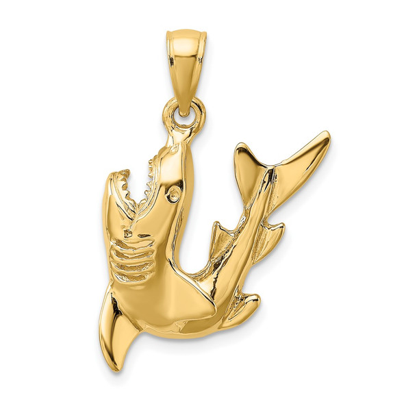 10K Yellow Gold 2-D Polished Shark Charm