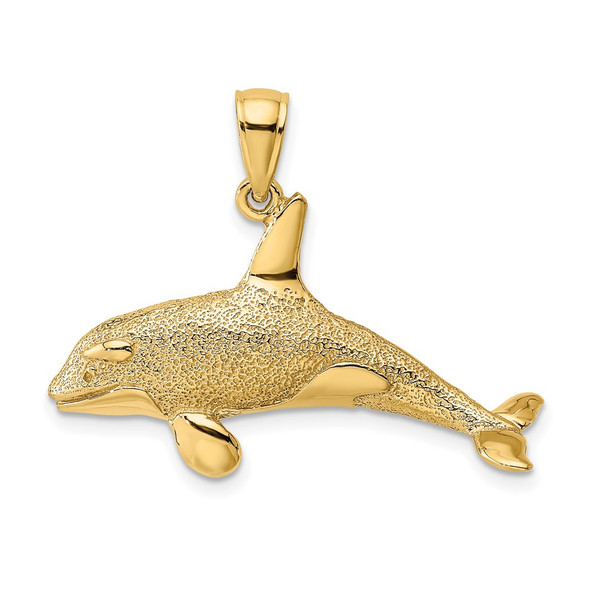 10K Yellow Gold 2-D Textured Killer Whale Charm