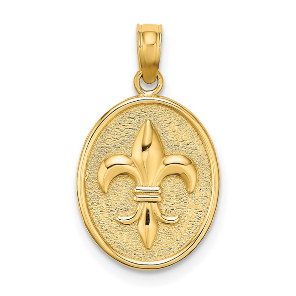 10K Yellow Gold Fleur de Lis on Oval Disc Charm