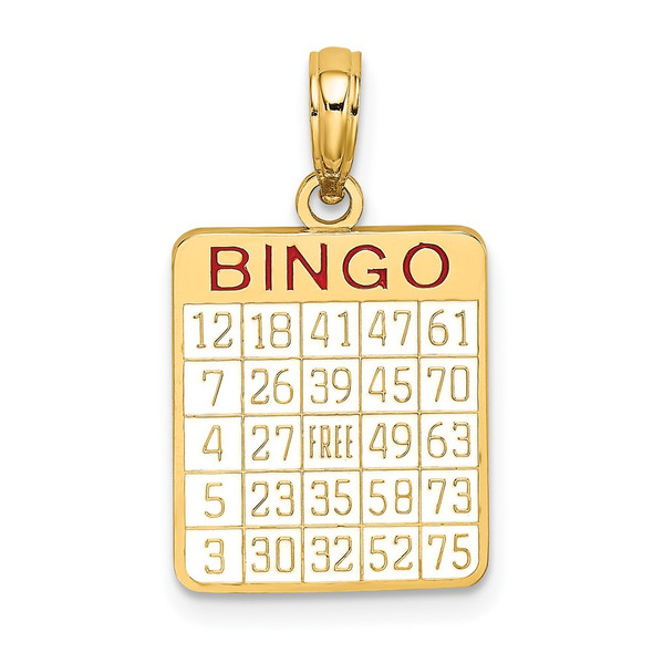 10K Yellow Gold w/ Enamel Bingo Card Charm