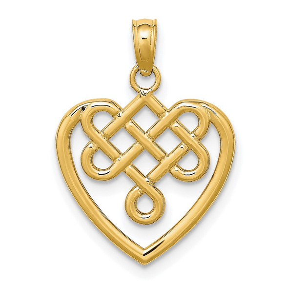 10K Yellow Gold Small Celtic Knot Heart Charm