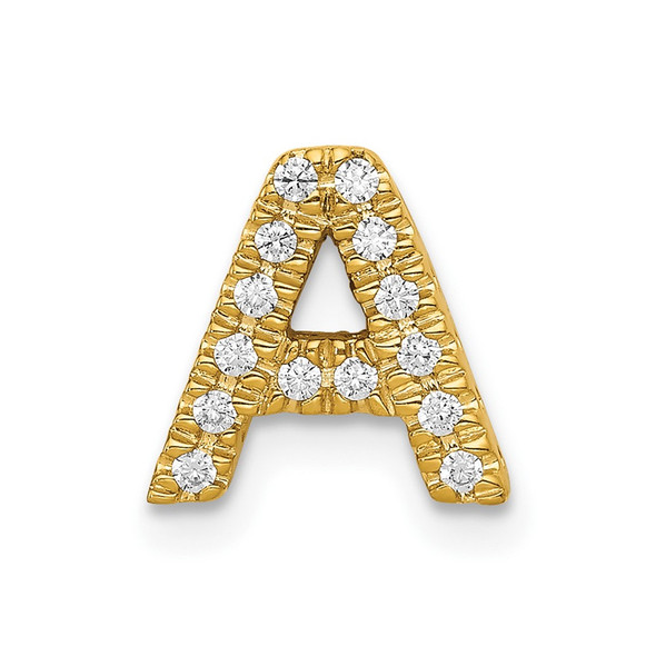 10K Yellow Gold Diamond Letter A Initial Charm