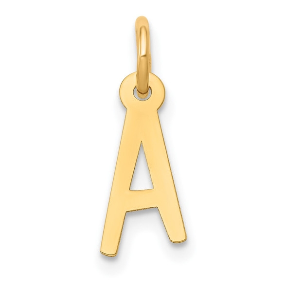 10K Yellow Gold Small Slanted Block Initial A Charm