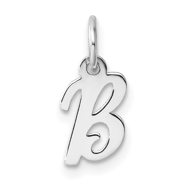 14k White Gold Small Script Letter B Initial Charm