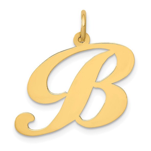 10K Yellow Gold Large Fancy Script Letter B Initial Charm