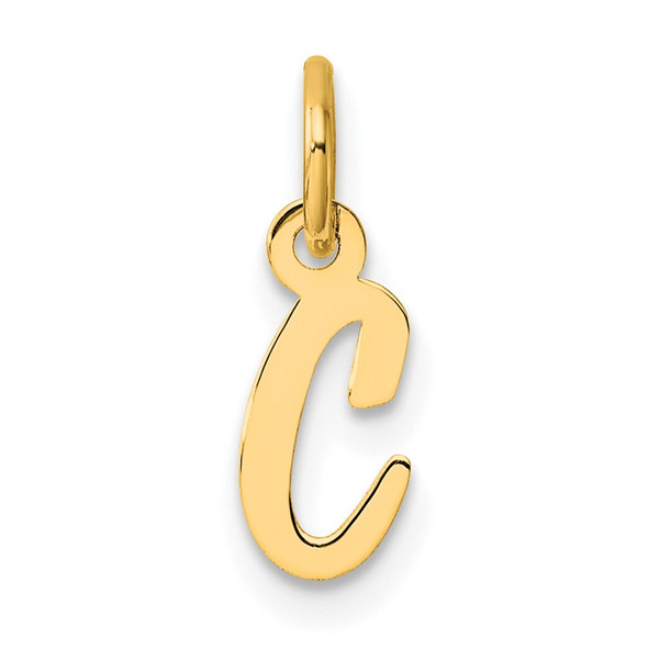 14K Yellow Gold Small Script Letter C Initial Charm