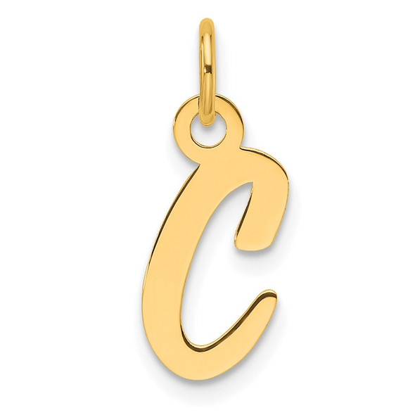 14K Yellow Gold Slanted Block Letter C Initial Charm
