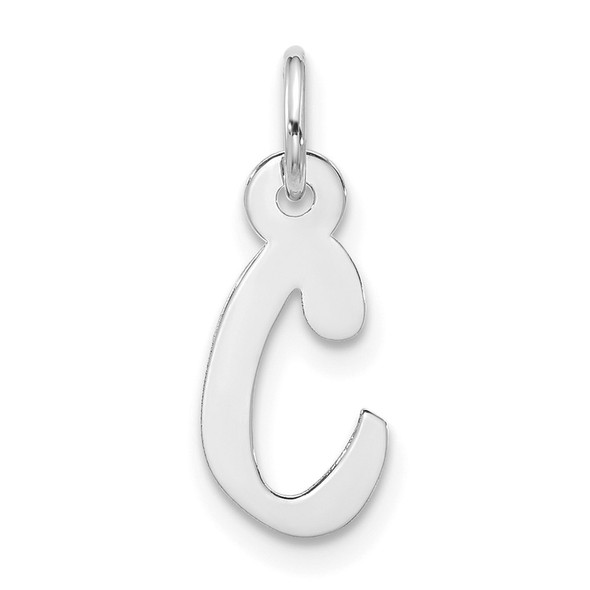 10k White Gold Large Slanted Block Initial C Charm