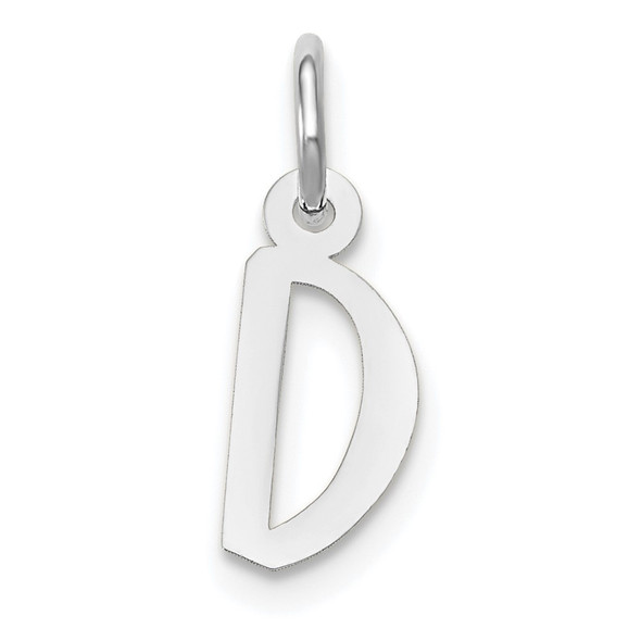10k White Gold Small Slanted Block Initial D Charm