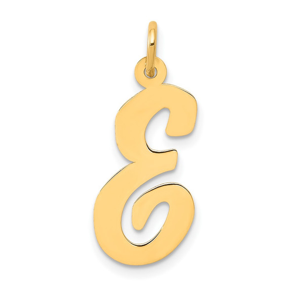 10K Yellow Gold Large Script Letter E Initial Charm