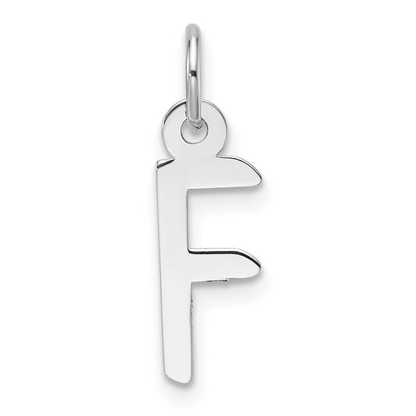 14K White Gold Slanted Block Letter F Initial Charm