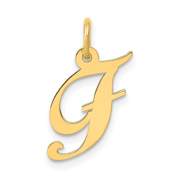 10K Yellow Gold Small Fancy Script Initial F Charm