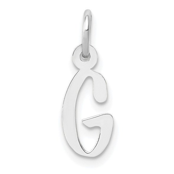 10k White Gold Small Slanted Block Initial G Charm