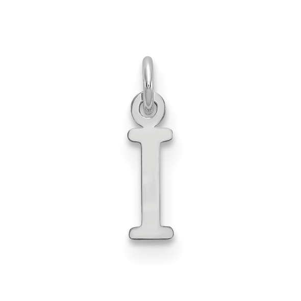 10k White Gold Cutout Letter I Initial Charm