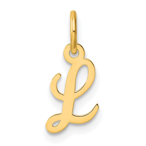 14K Yellow Gold Small Script Letter L Initial Charm