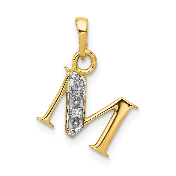 10K Yellow Gold and Rhodium-plated Diamond Initial M Charm