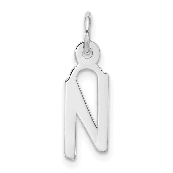 10k White Gold Large Slanted Block Initial N Charm