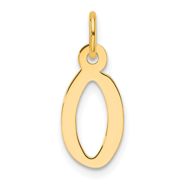 14K Yellow Gold Slanted Block Letter O Initial Charm