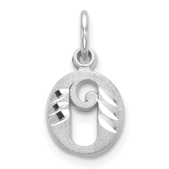 10k White Gold Diamond-cut Initial O Charm