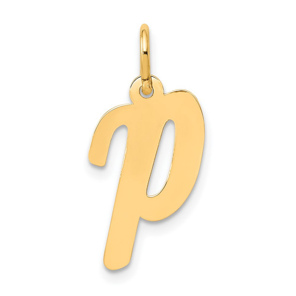 10K Yellow Gold Medium Script Letter P Initial Charm