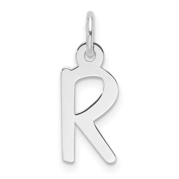 14K White Gold Slanted Block Letter R Initial Charm