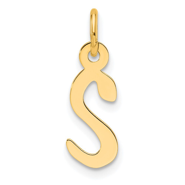 14K Yellow Gold Slanted Block Letter S Initial Charm