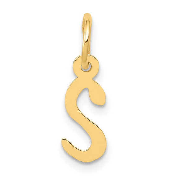 10K Yellow Gold Small Slanted Block Initial S Charm