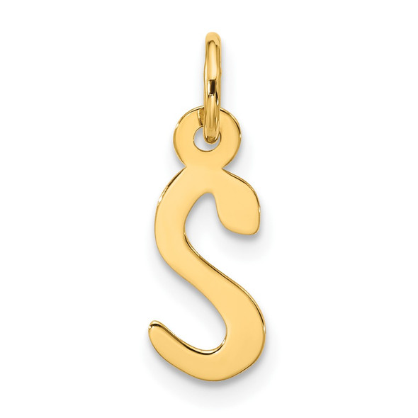 10K Yellow Gold Large Slanted Block Initial S Charm