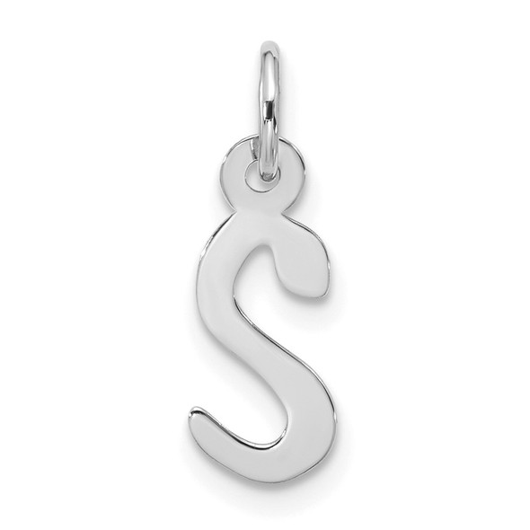 10k White Gold Large Slanted Block Initial S Charm