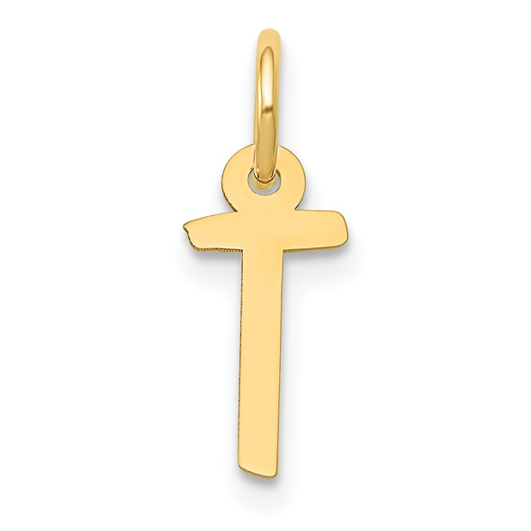 10K Yellow Gold Small Slanted Block Initial T Charm