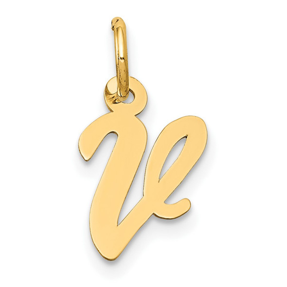 10K Yellow Gold Small Script Initial V Charm 10YC658V