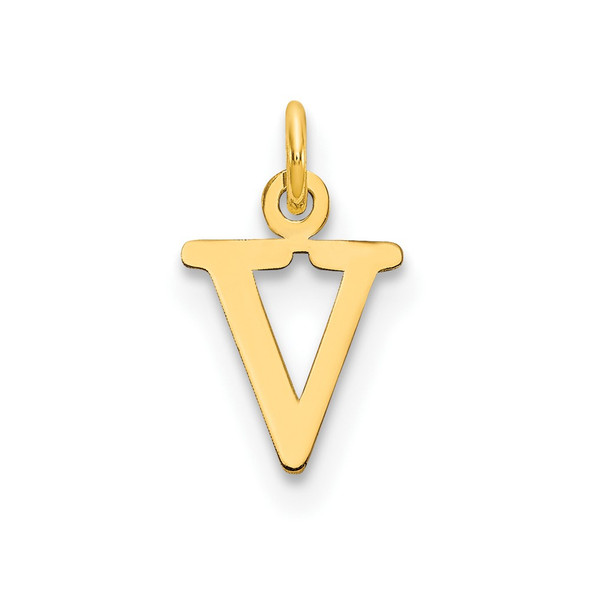 10K Yellow Gold Cutout Letter V Initial Charm