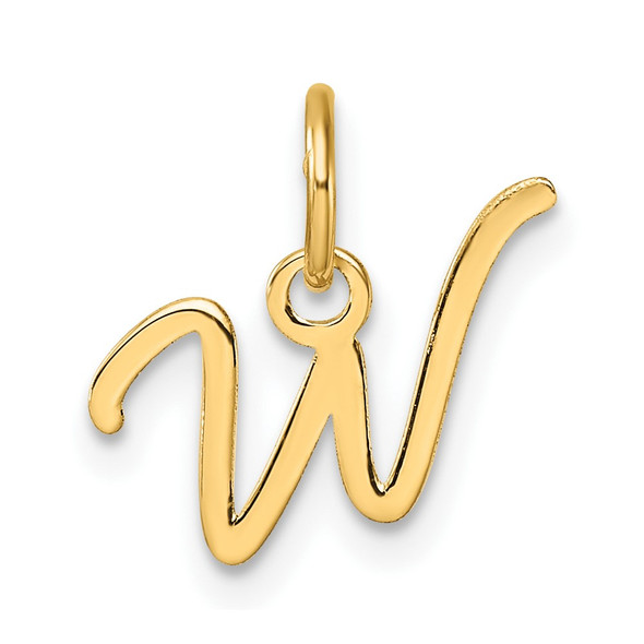 14K Yellow Gold Uppercase Letter W Initial Charm