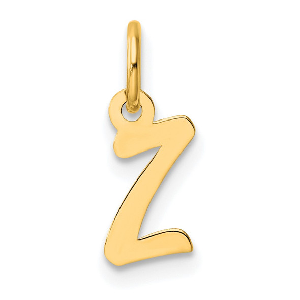 14K Yellow Gold Small Script Letter Z Initial Charm