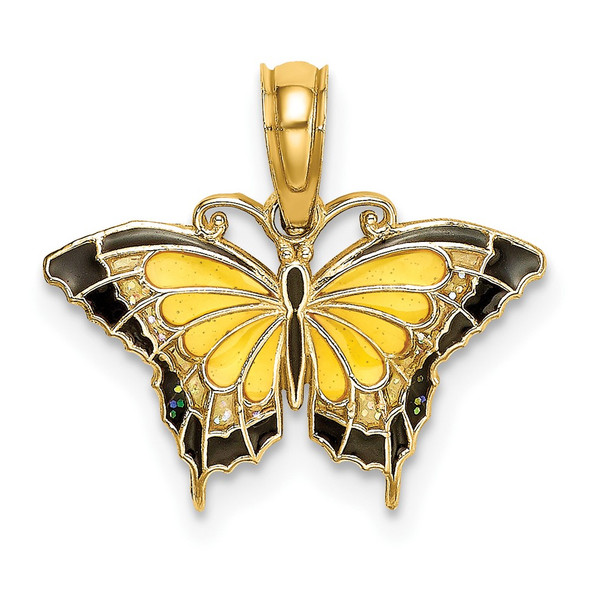 10K Yellow Gold Small Enameled Yellow Butterfly Charm
